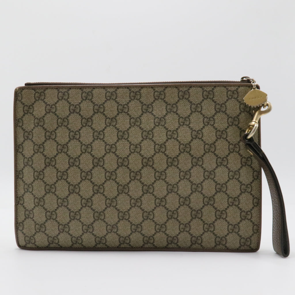 Brown GG Supreme Courrier Clutch Beige