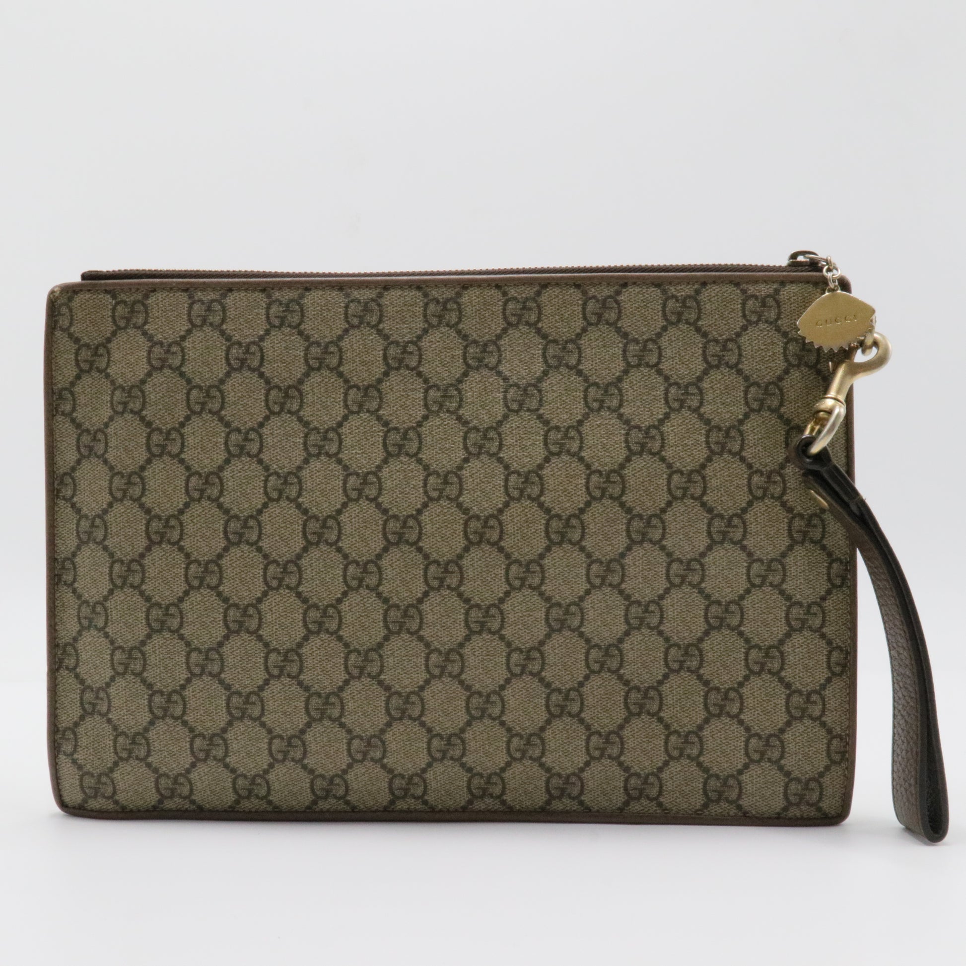 Brown GG Supreme Courrier Clutch Beige