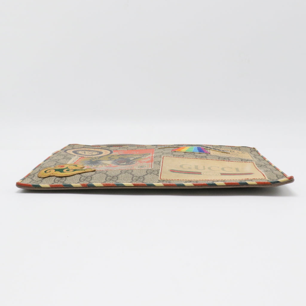 Brown GG Supreme Courrier Clutch Beige