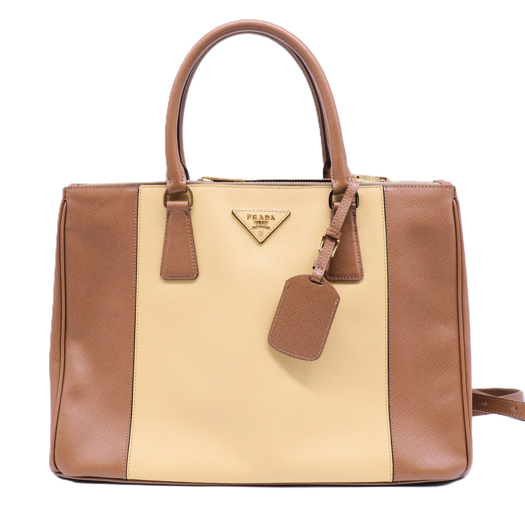 Prada Saffiano Lux Galleria Two-Tone Large Tote Bag twins