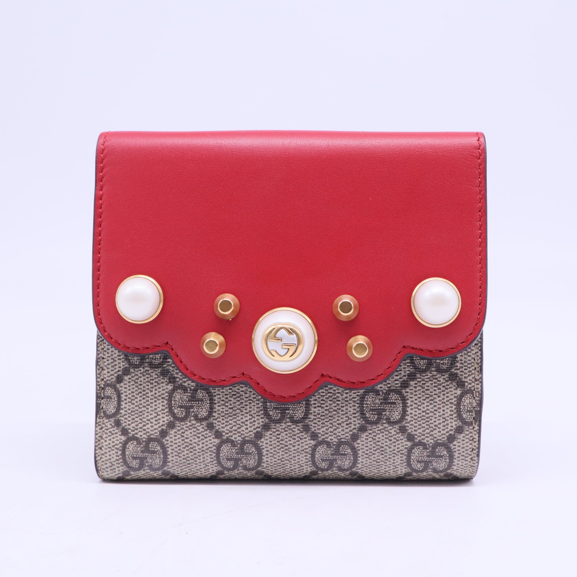 Red Pearl Accents Compact Wallet