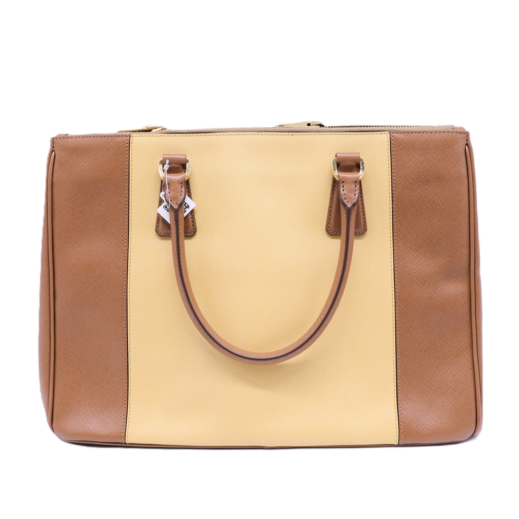 Prada Saffiano Lux Galleria Two-Tone Large Tote Bag twins