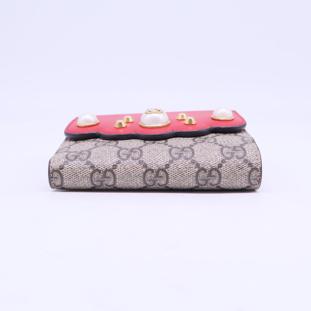 Red Pearl Accents Compact Wallet