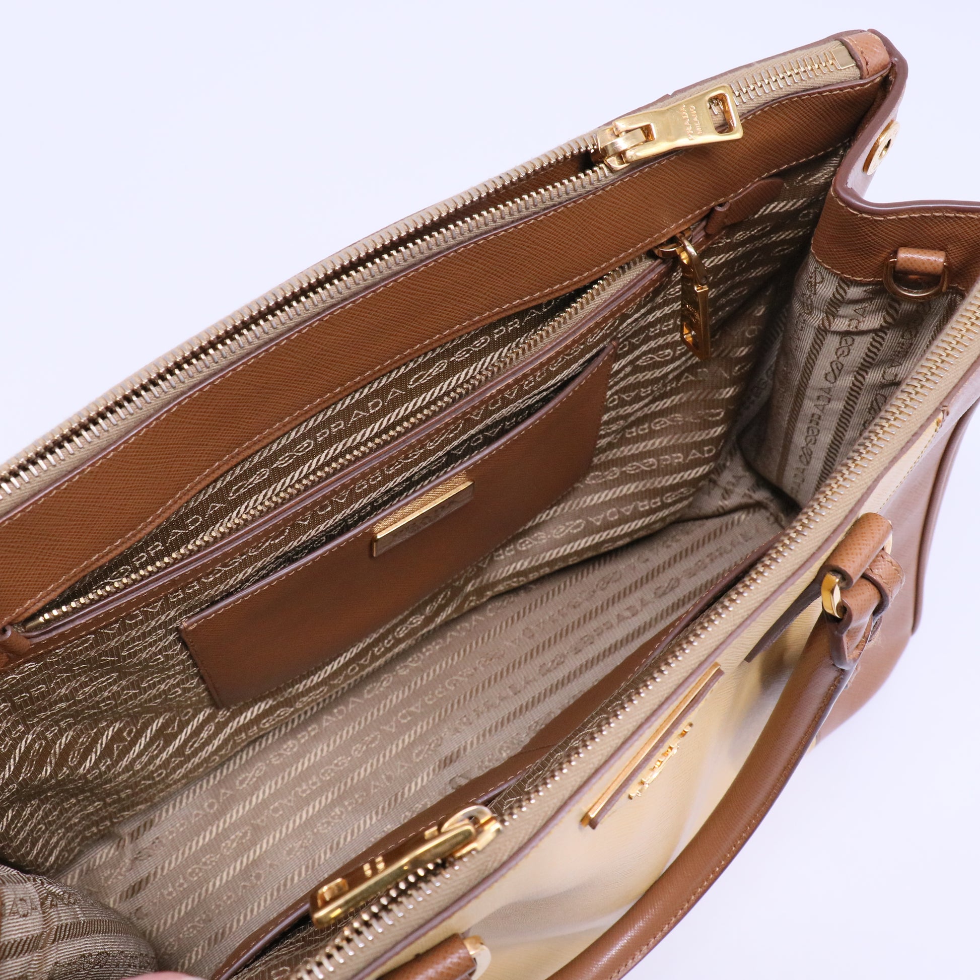 Prada Saffiano Lux Galleria Two-Tone Large Tote Bag twins