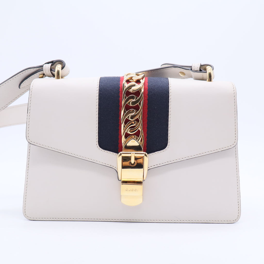 Cream Leather Small Sylvie Shoulder Bag B20105