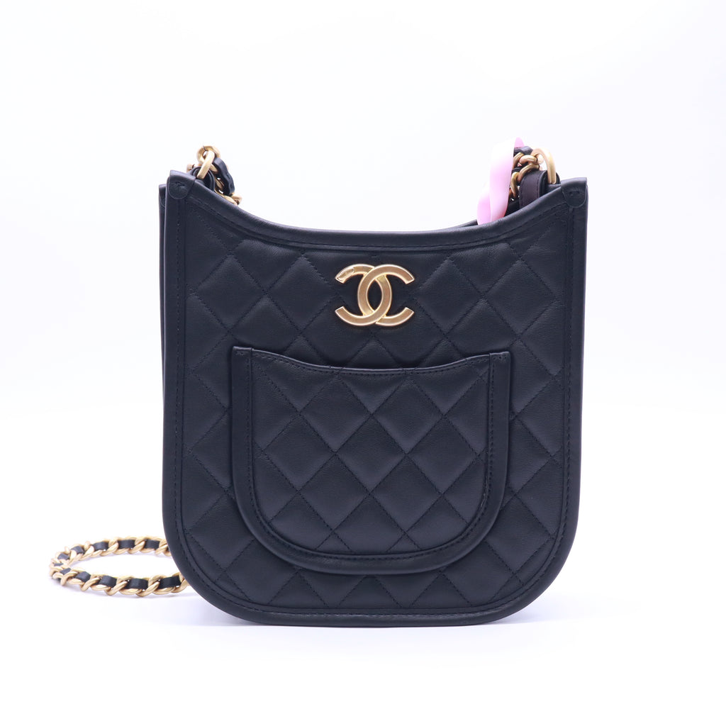 Chanel Quilted Leather Small Hobo Bag Twins LDJ5448