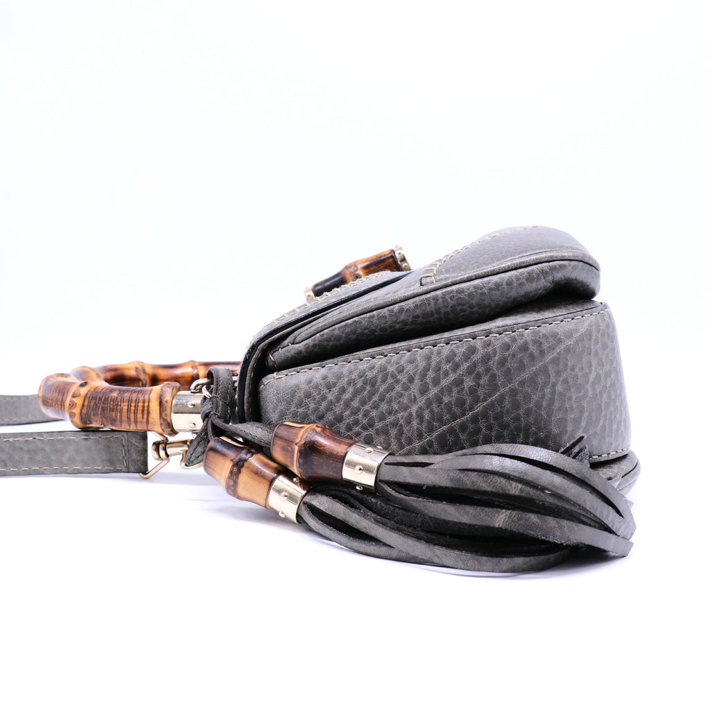 New Convertible Bamboo Top Handle Bag Leather Medium Twins