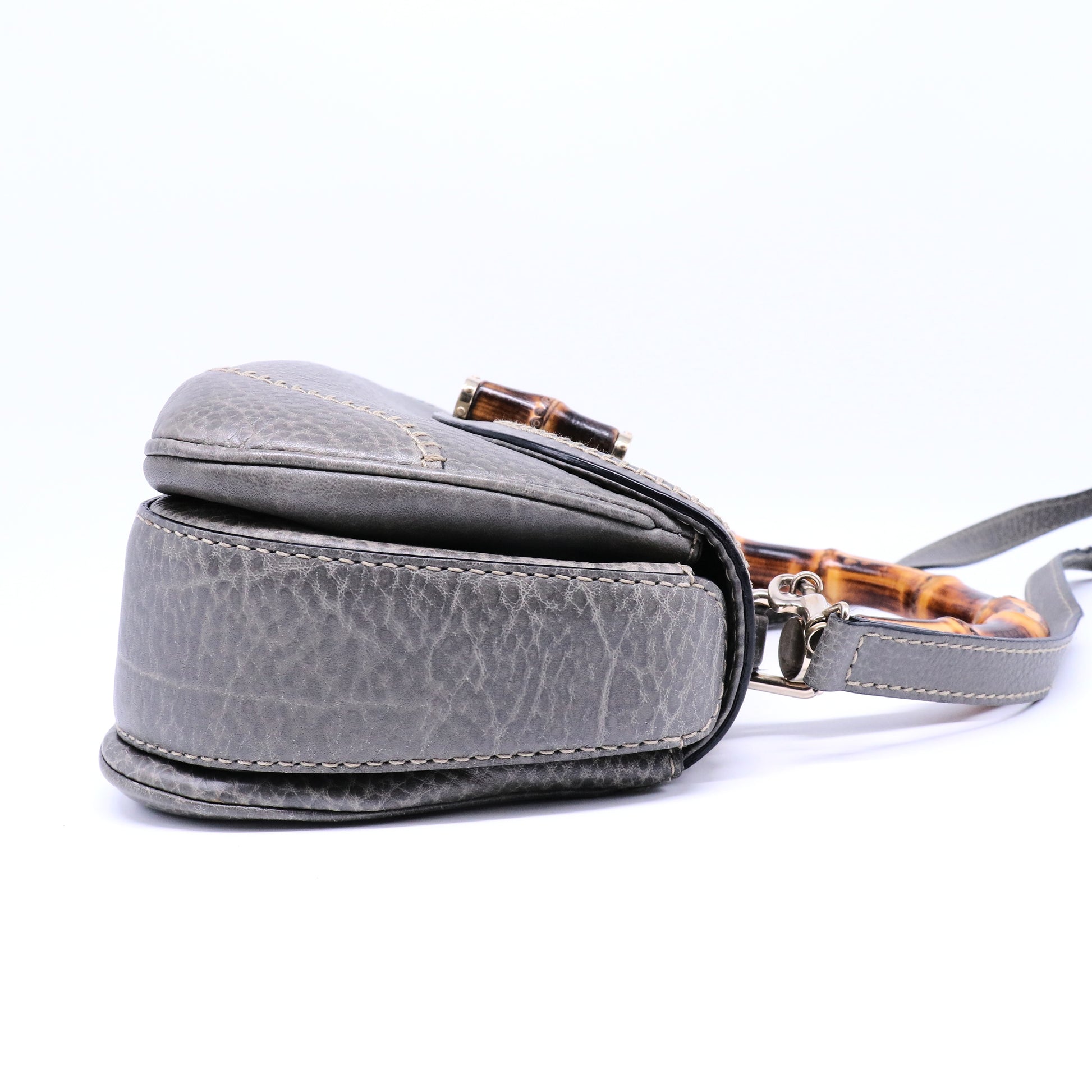 New Convertible Bamboo Top Handle Bag Leather Medium Twins