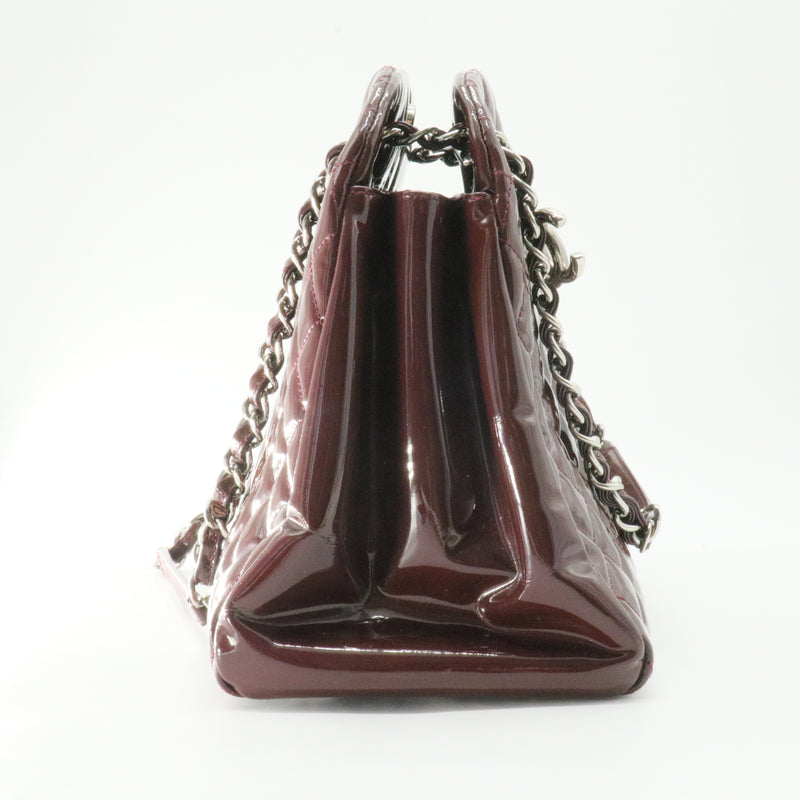 Patent Quilted Maxi Just Mademoiselle Bowling Bag Burgundy