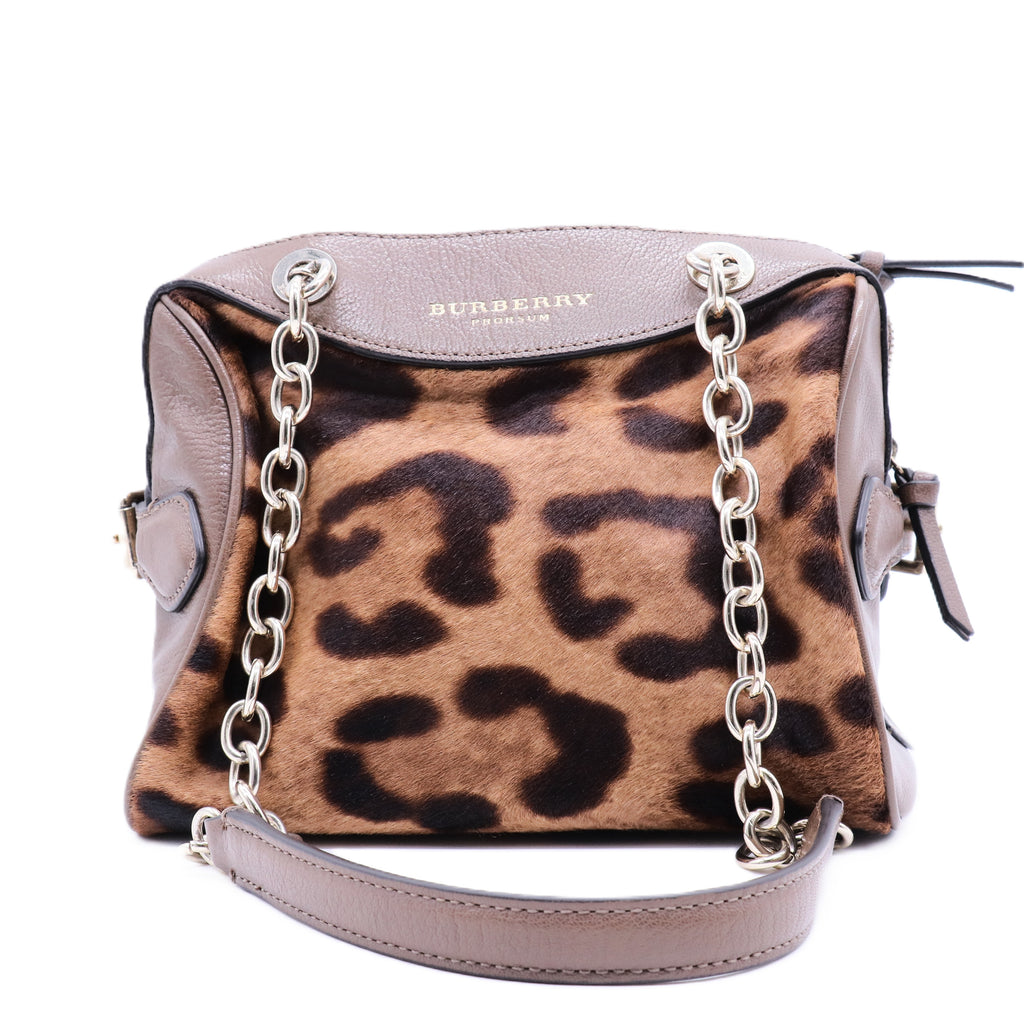 Burberry Prorsum Leopard Print Shearling Shoulder Bag