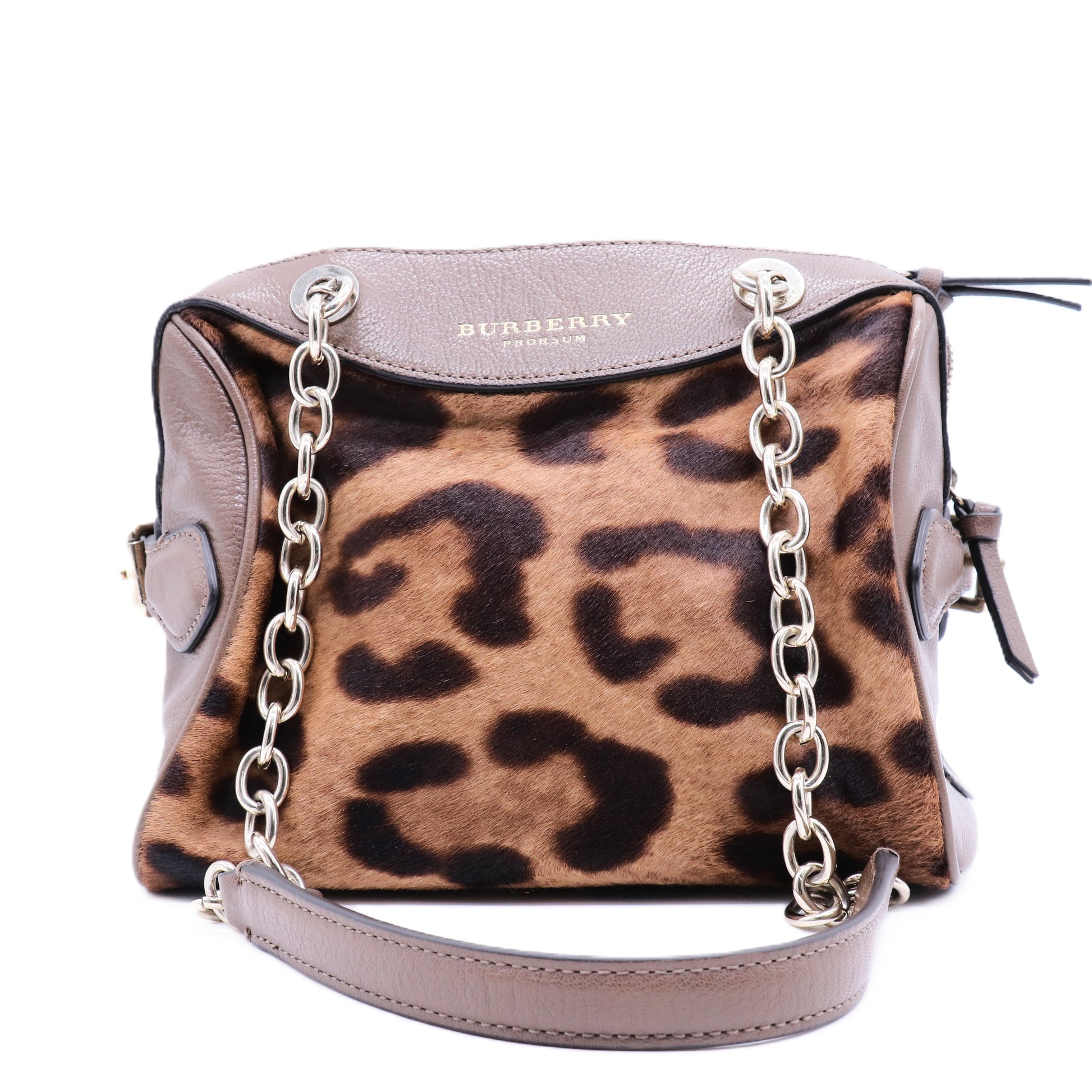 Burberry Prorsum Leopard Print Shearling Shoulder Bag