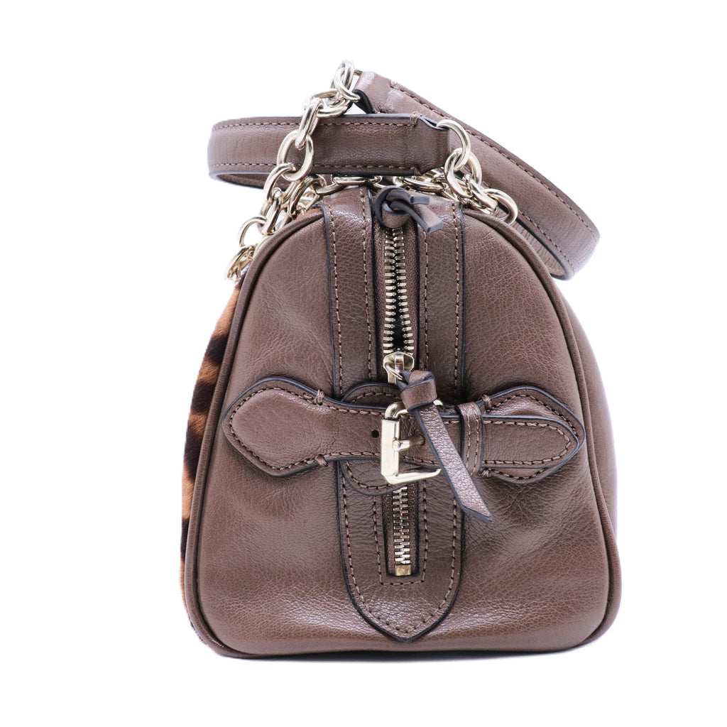 Burberry Prorsum Leopard Print Shearling Shoulder Bag