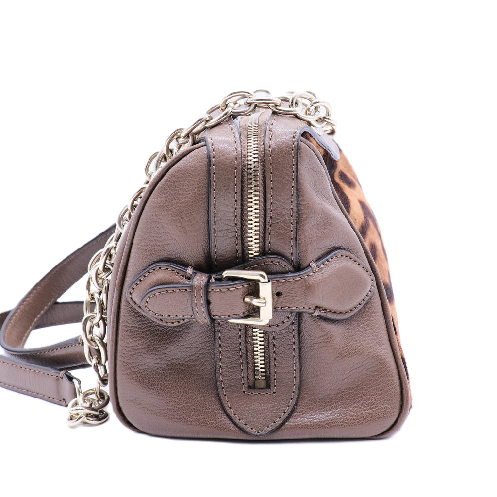 Burberry Prorsum Leopard Print Shearling Shoulder Bag