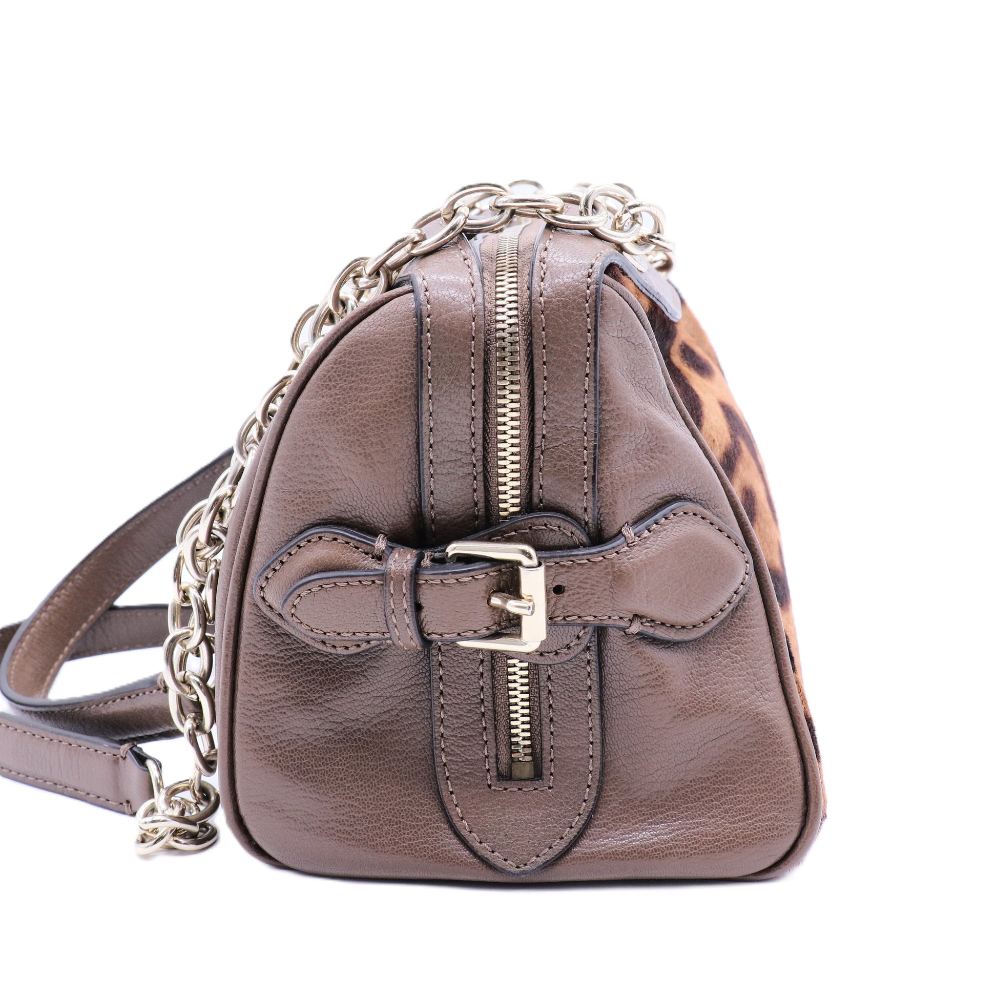 Burberry Prorsum Leopard Print Shearling Shoulder Bag