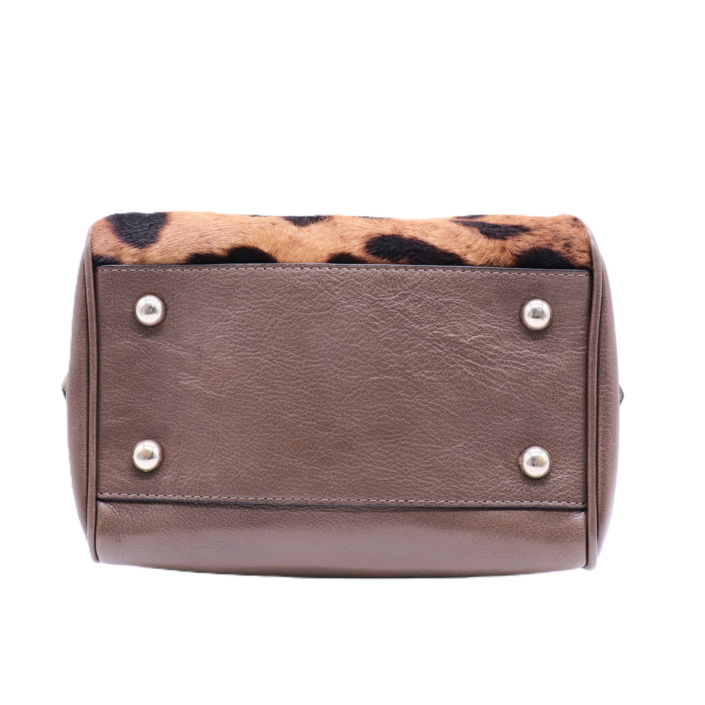 Burberry Prorsum Leopard Print Shearling Shoulder Bag