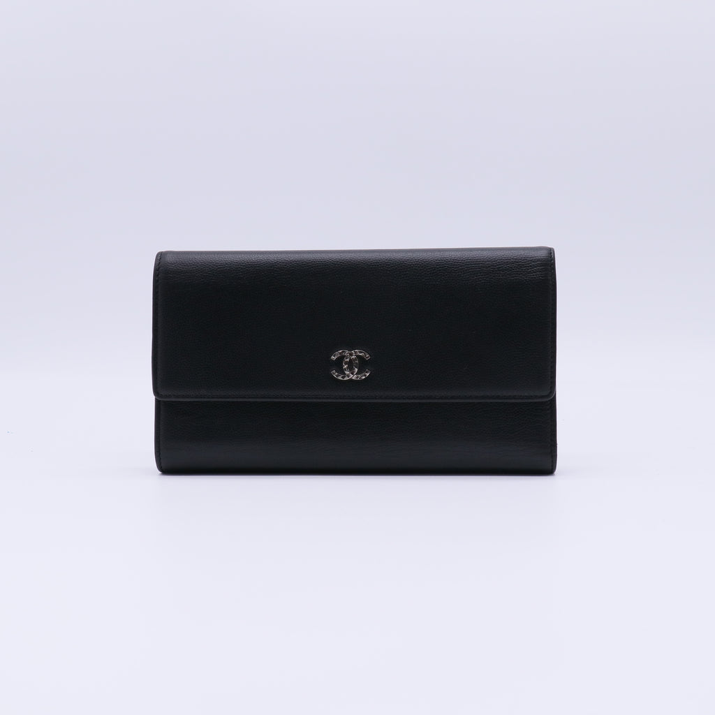 Chanel Grained Calfskin Filigree CC Flap Long Wallet W21400
