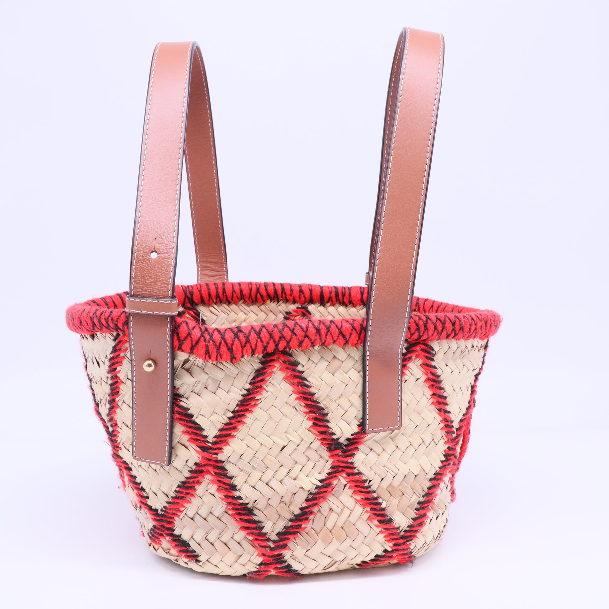 Basket Tote Embroidered Raffia B20915