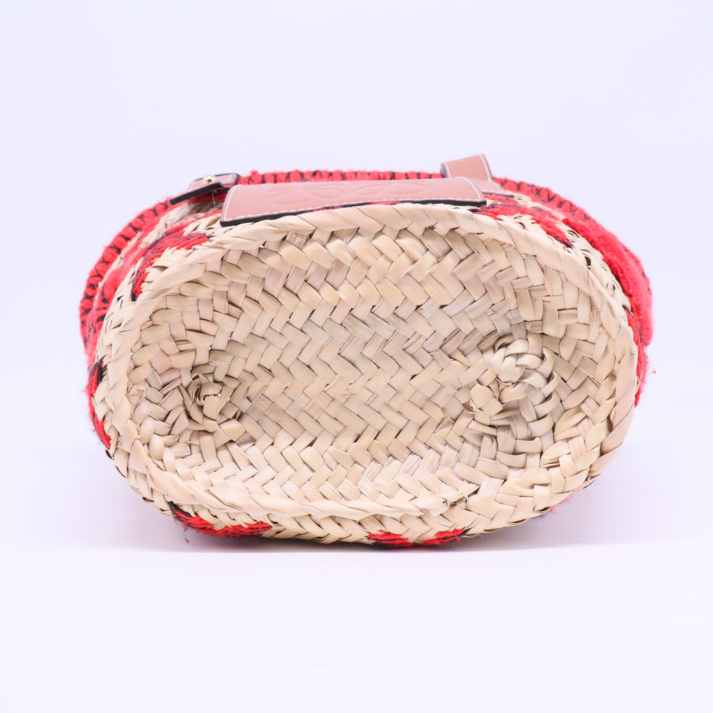 Basket Tote Embroidered Raffia B20915