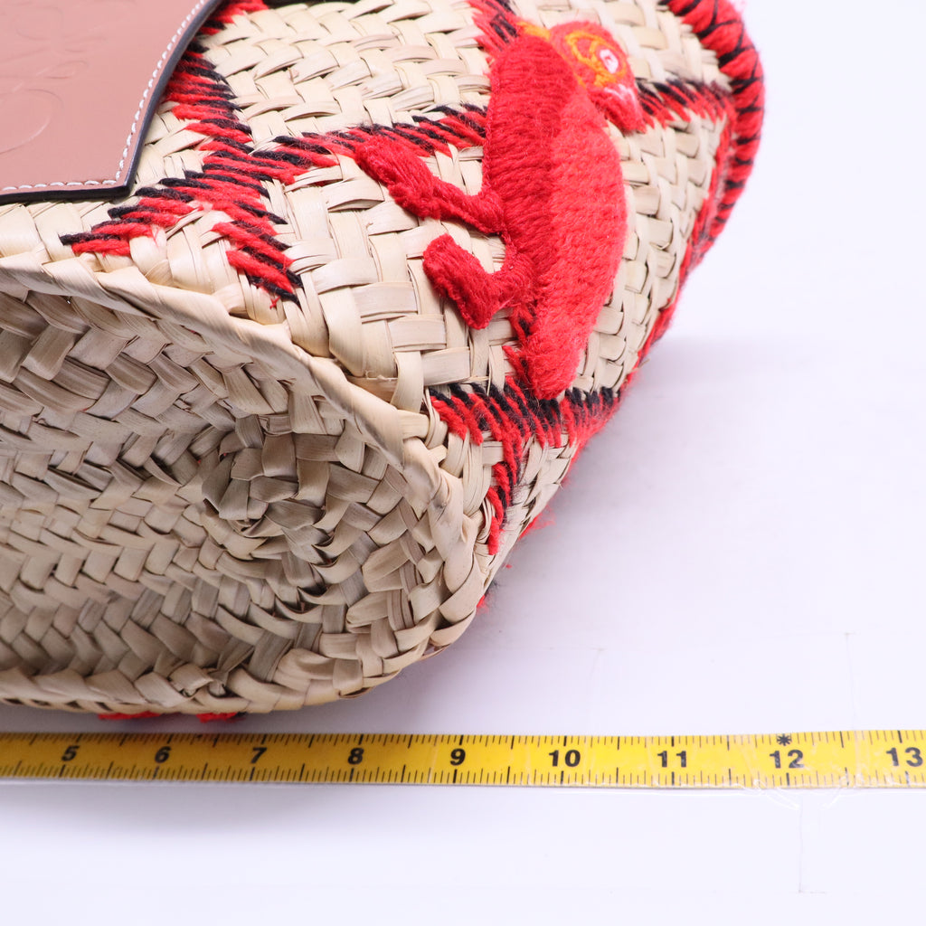 Basket Tote Embroidered Raffia B20915