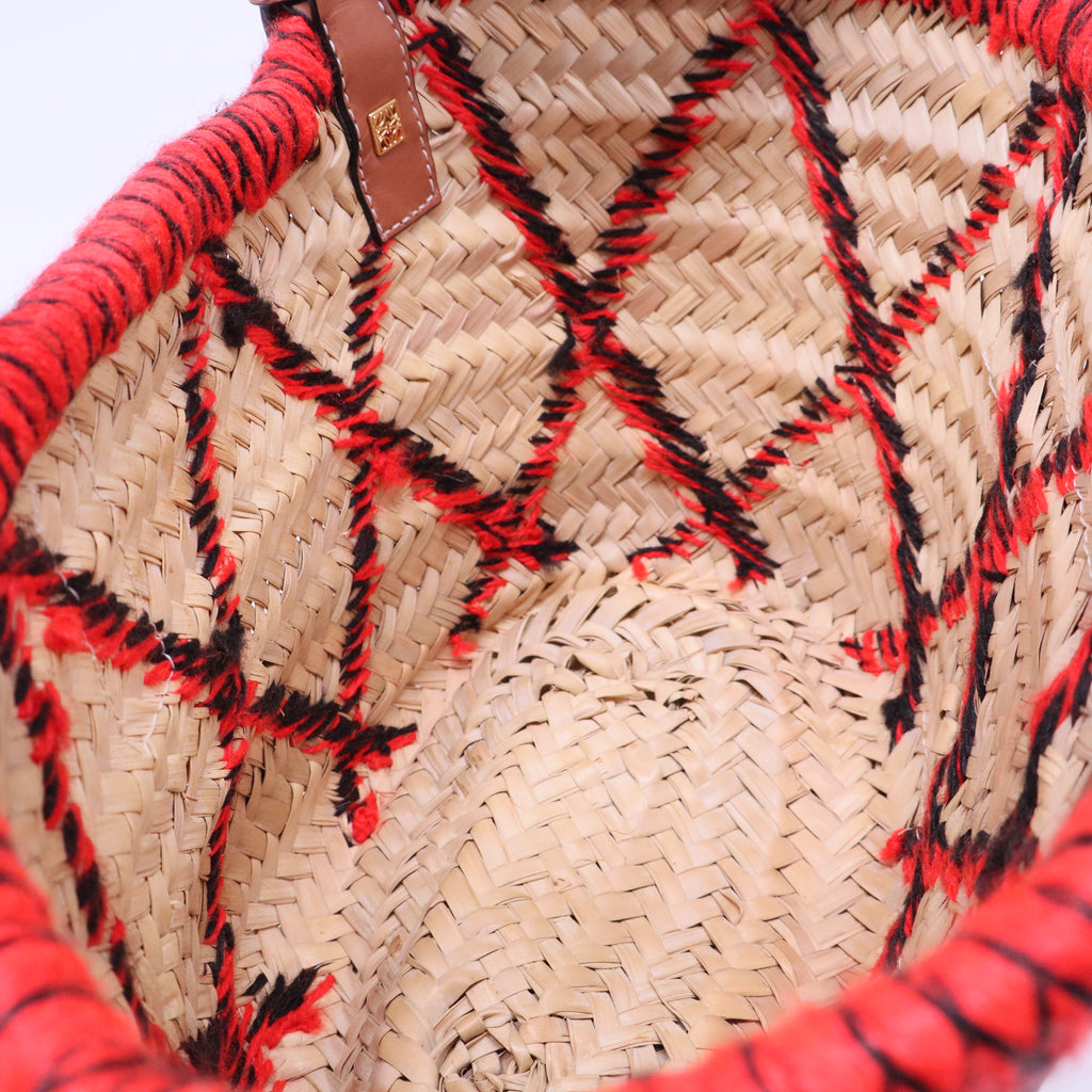 Basket Tote Embroidered Raffia B20915