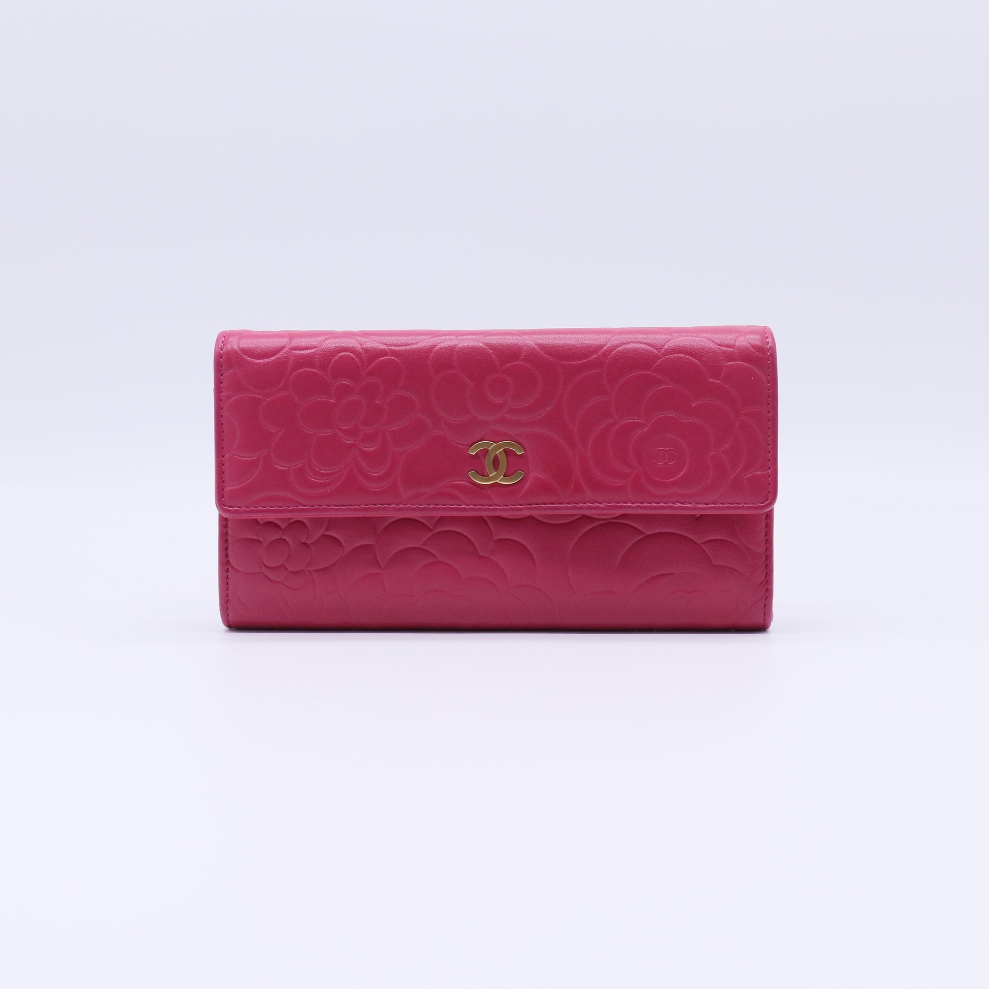 Chanel Camellia Lambskin Flap Long Wallet W21325