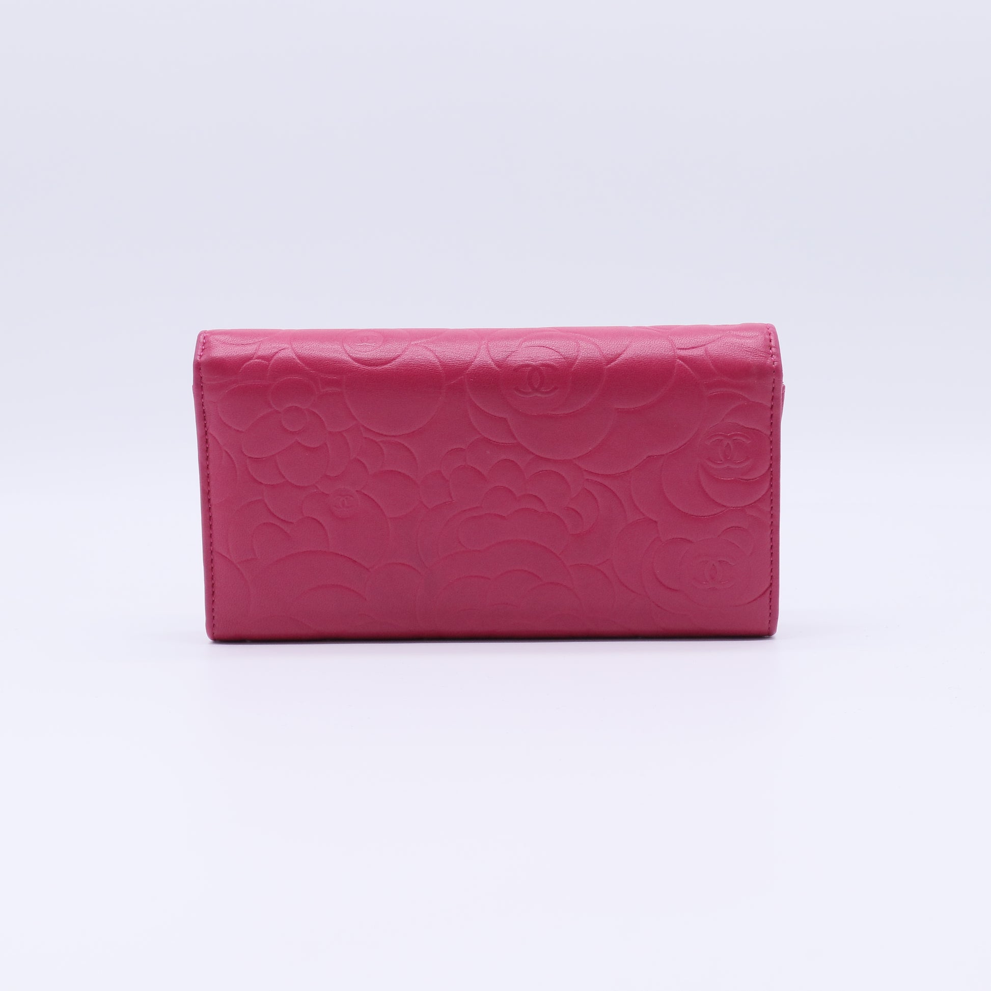Chanel Camellia Lambskin Flap Long Wallet W21325