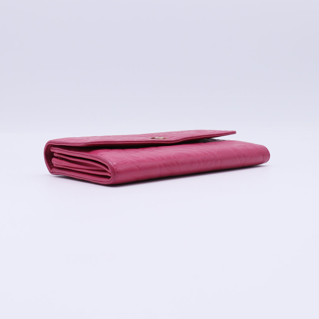 Chanel Camellia Lambskin Flap Long Wallet W21325