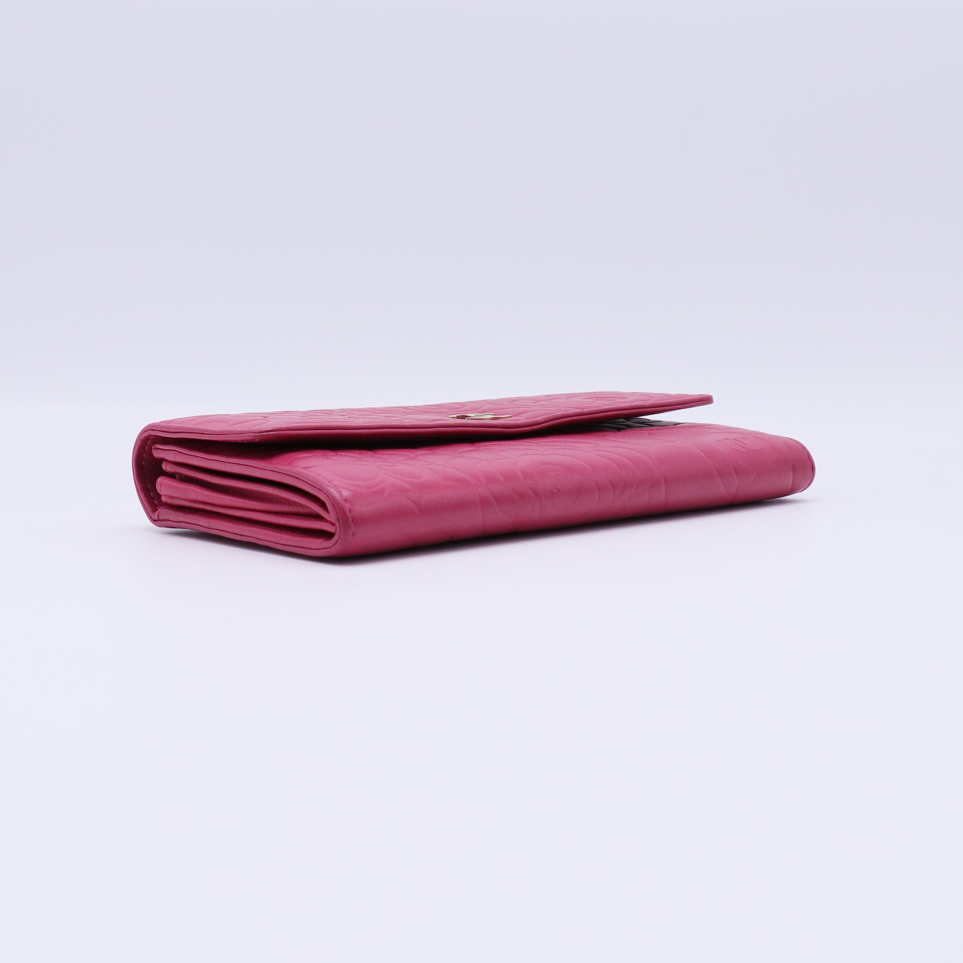 Chanel Camellia Lambskin Flap Long Wallet W21325