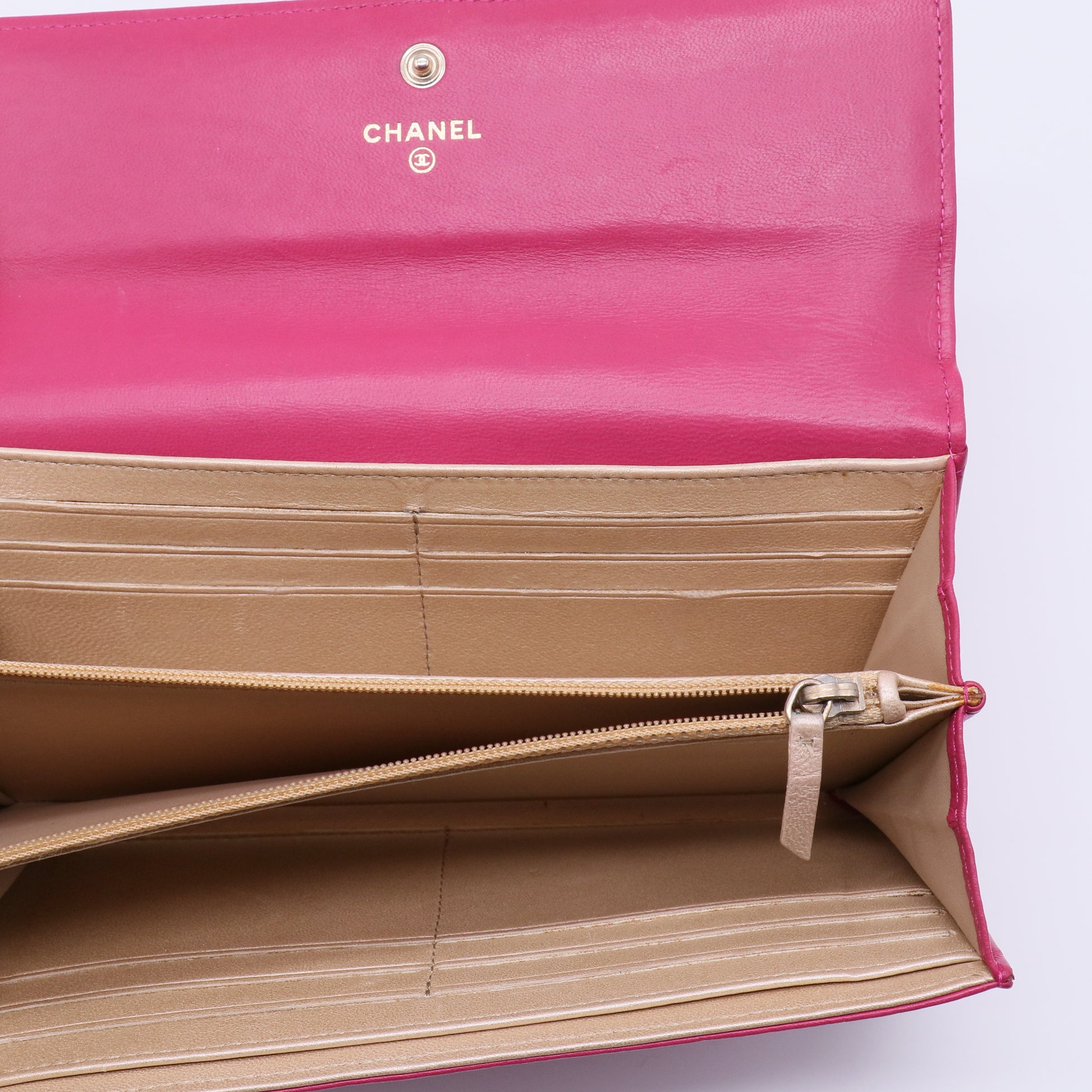 Chanel Camellia Lambskin Flap Long Wallet W21325