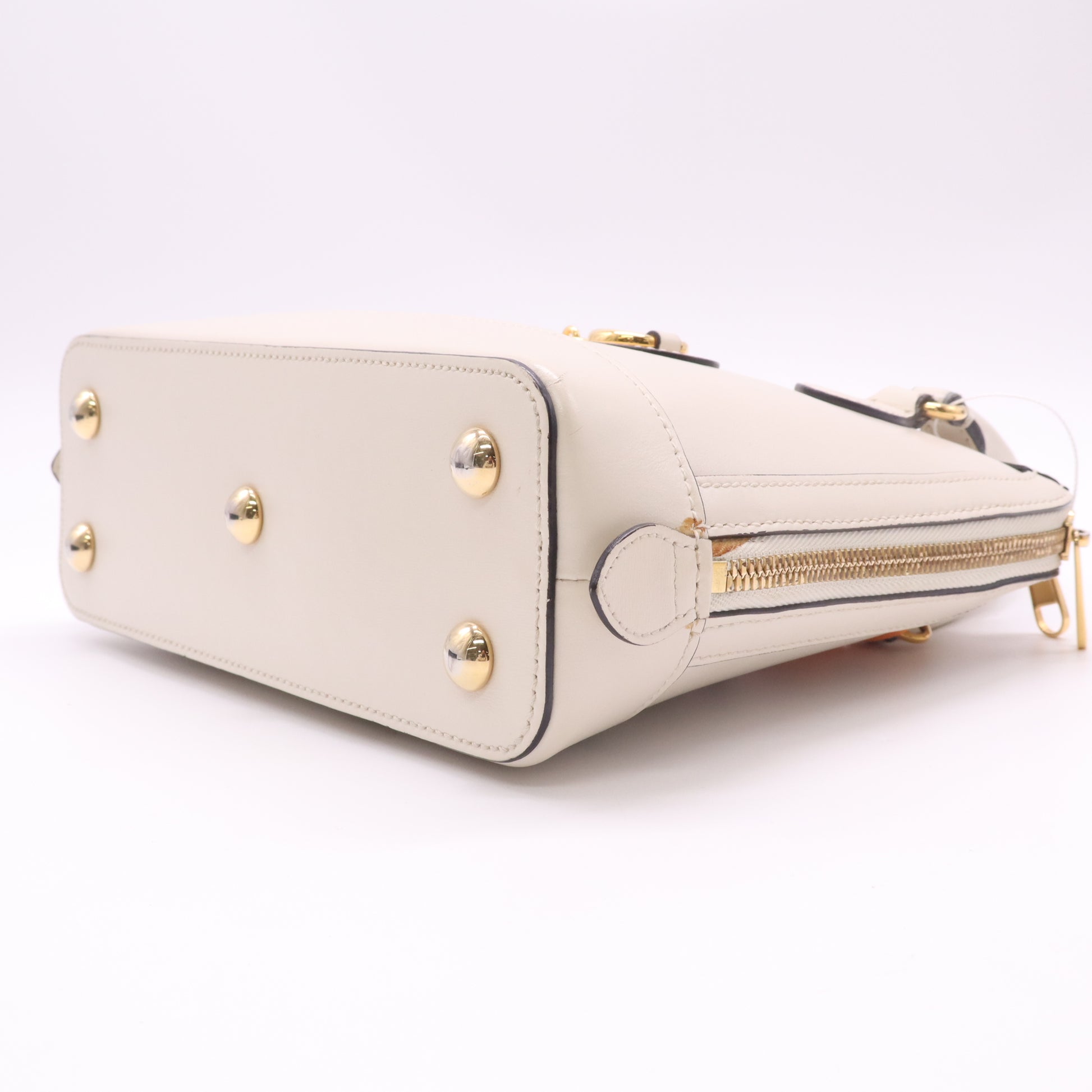 Gucci Boarded Plutone Calfskin Small Horsebit 1955 Top Handle Bag Mystic White twins LDZ300