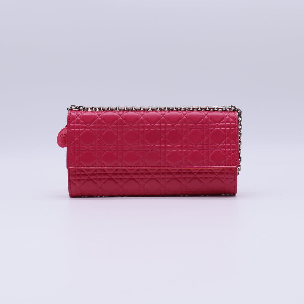 Christian Dior Cannage Lambskin Lady Dior Rendezvous Wallet On Chain W21324