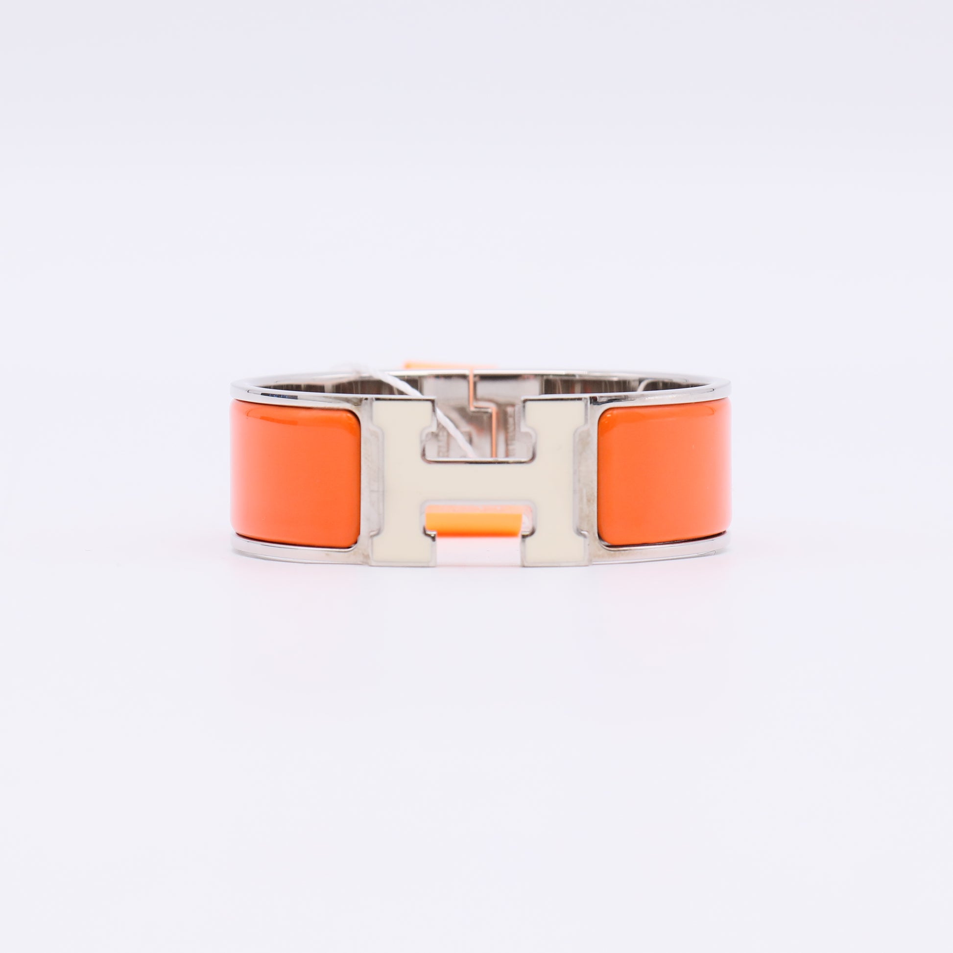 Hermes Enamel Wide Clic Clac H Bracelet PM Orange twins LDZ321