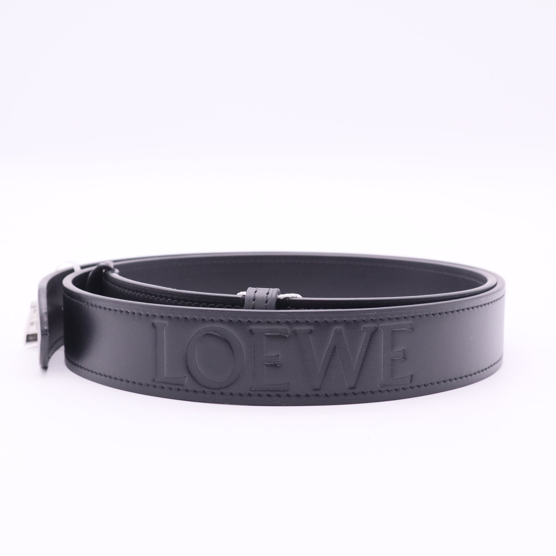 Loewe Black cowhide leather belt twins