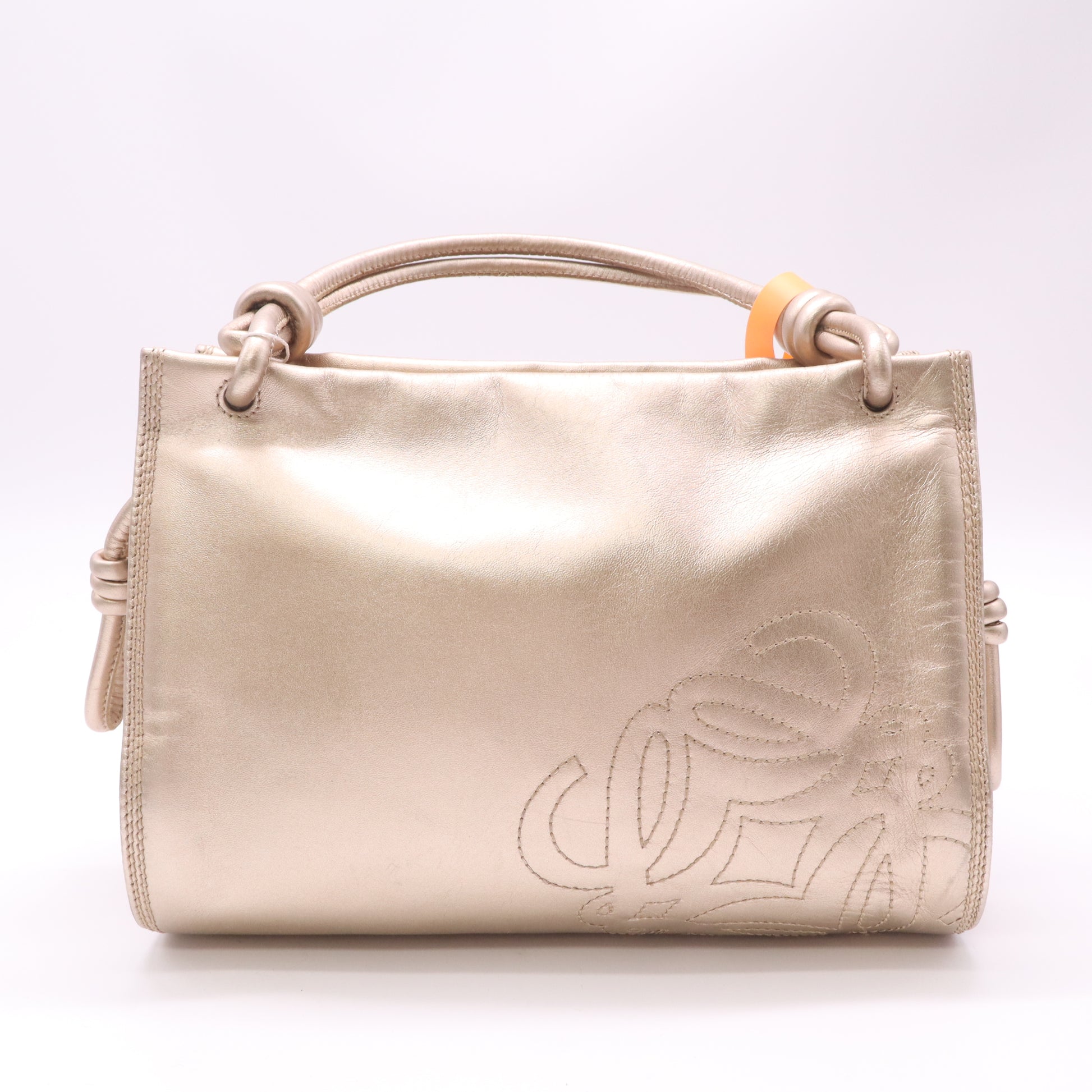 LOEWE Anagram Handbag leather Champagne Gold twins LDZ488