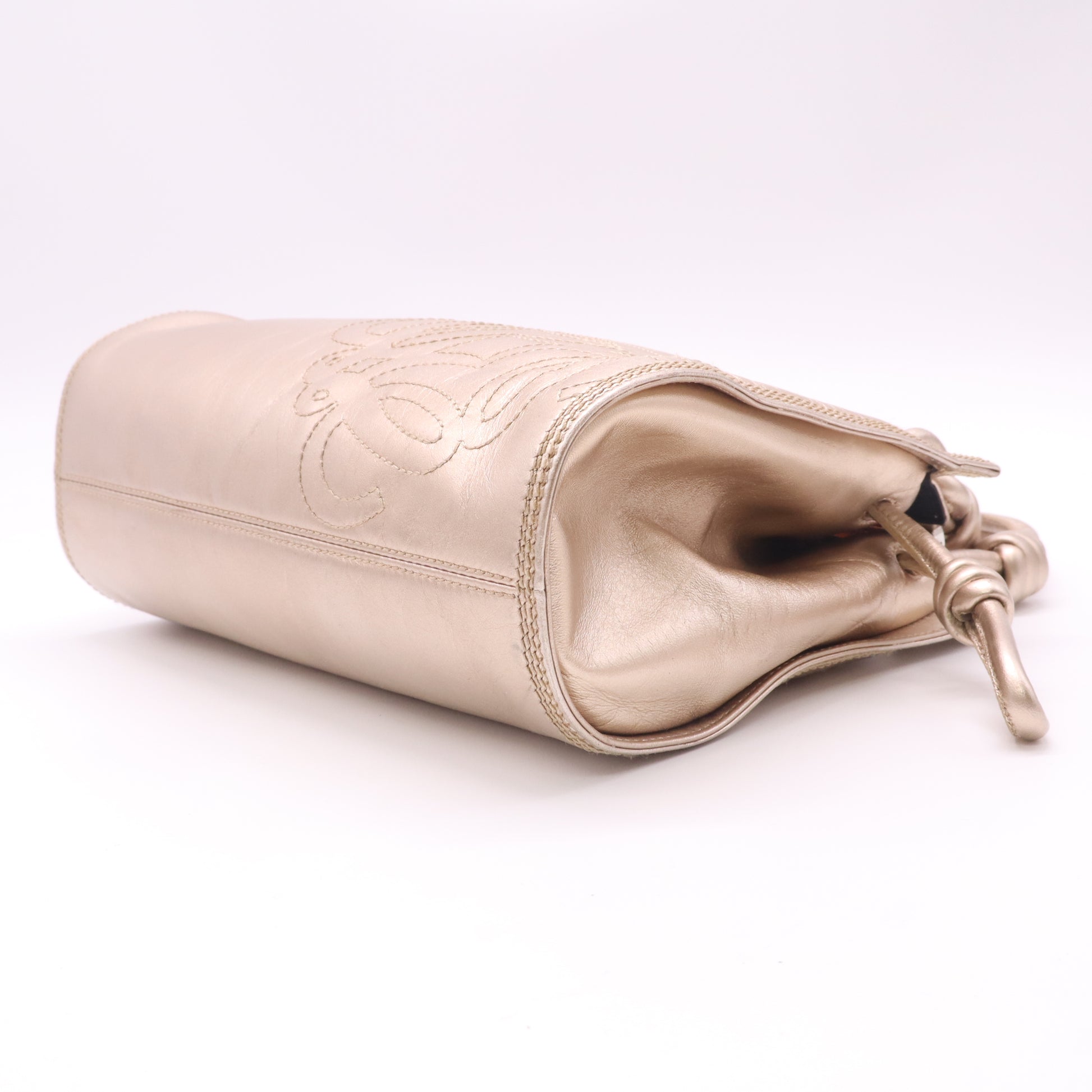 LOEWE Anagram Handbag leather Champagne Gold twins LDZ488
