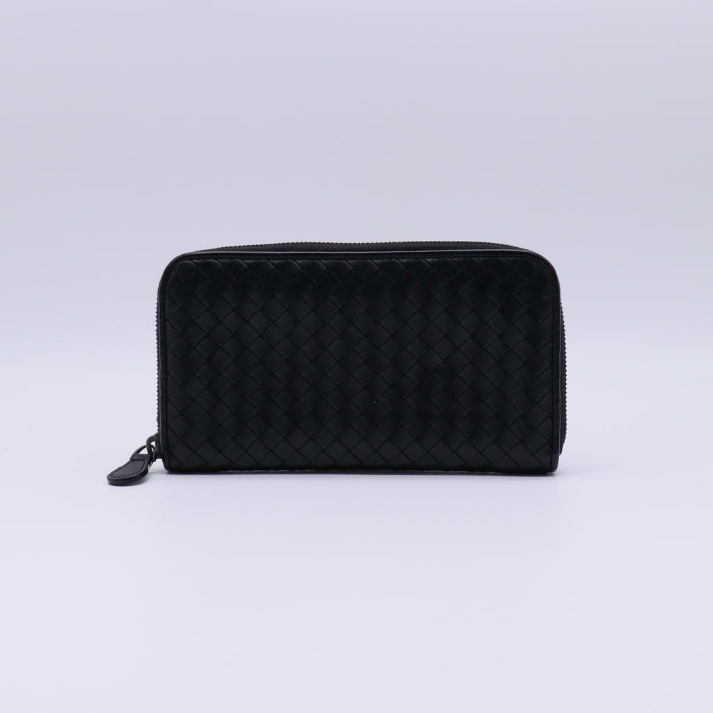 Bottega Veneta Intrecciato Leather Zip Around Wallet W21360