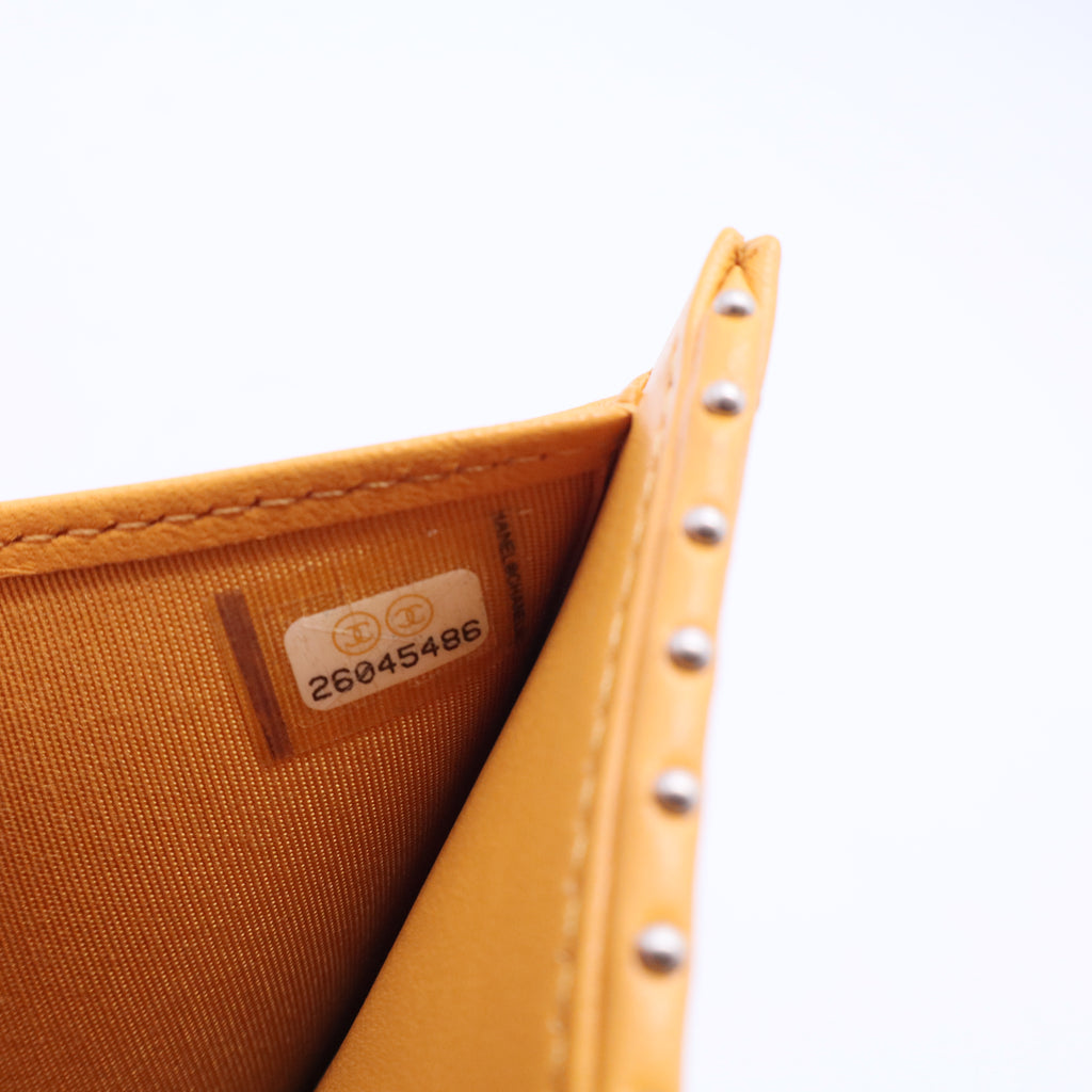 Yellow Studded Chevron Quilted Calfskin Wallet W20296