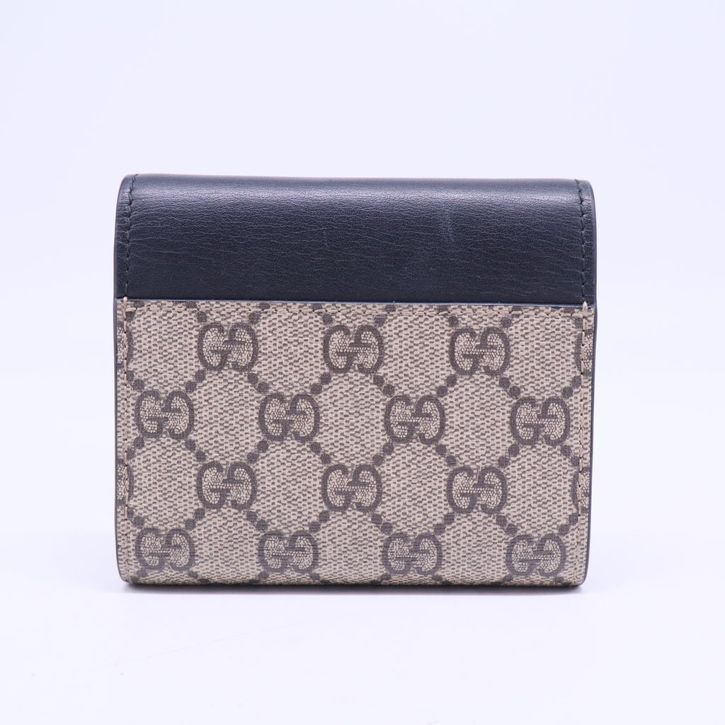 Beige/Black GG Supreme Canvas and Leather Padlock Wallet W20654