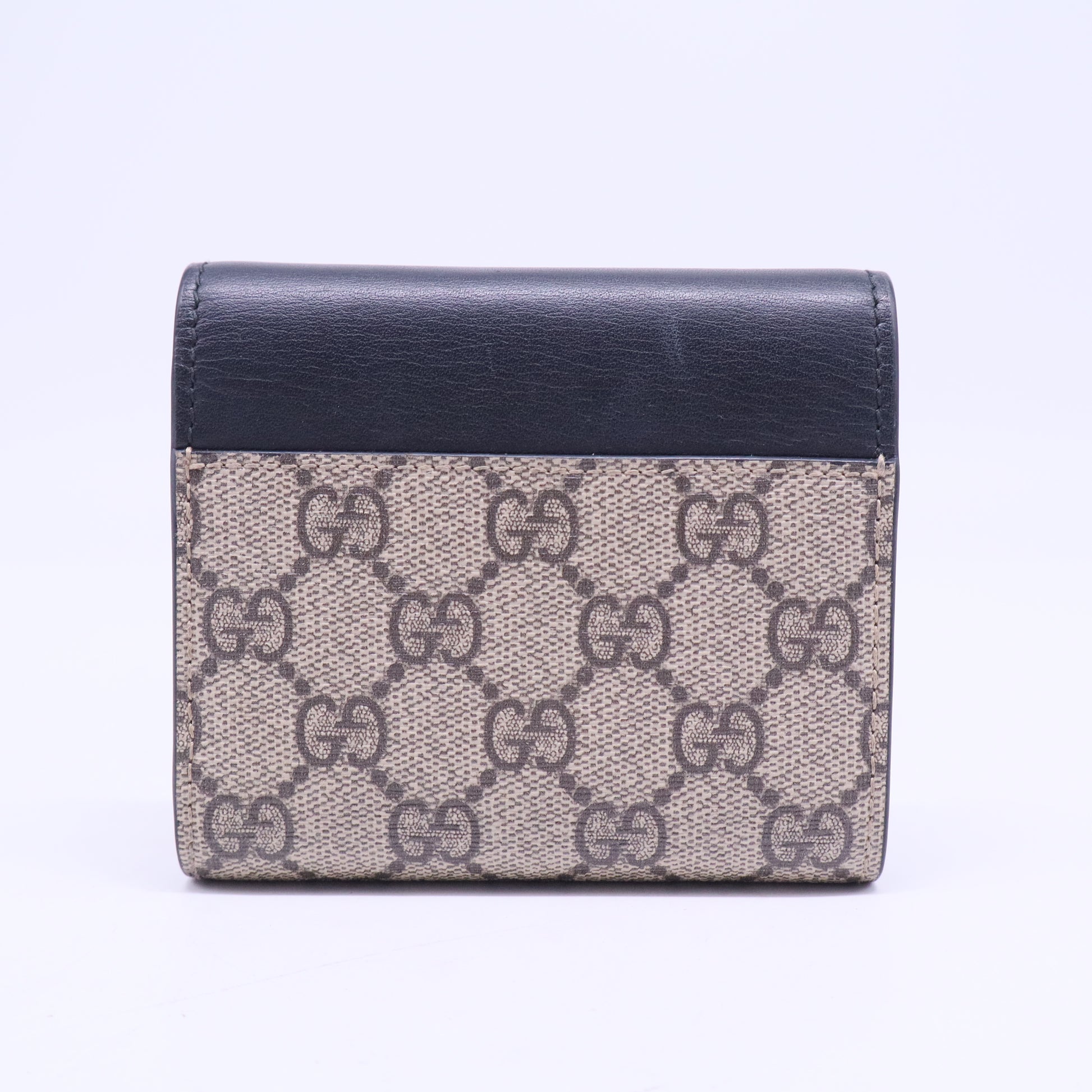 Beige/Black GG Supreme Canvas and Leather Padlock Wallet W20654