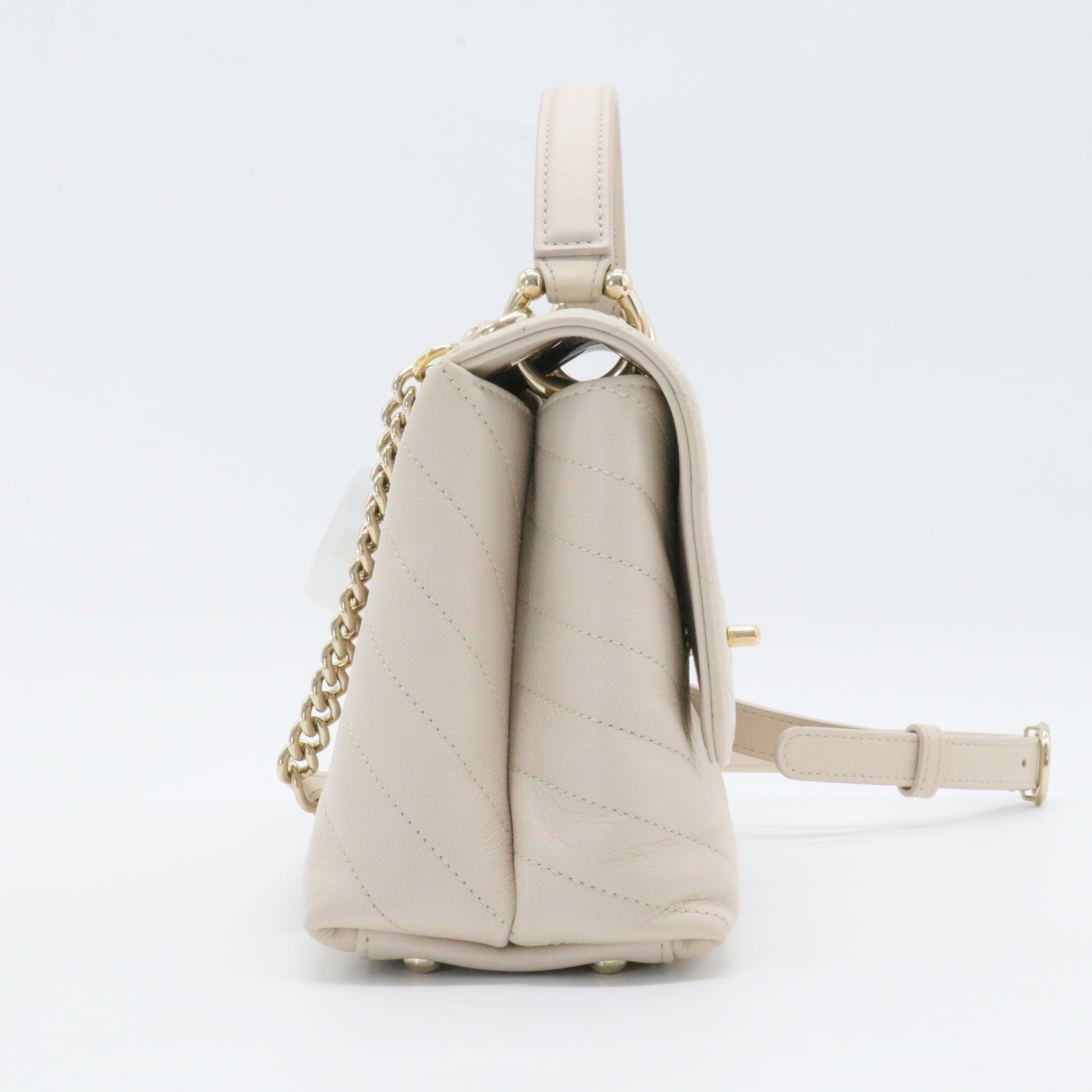 Chevron Chic Top Handle Bag Chevron Calfskin with Elaphe Small