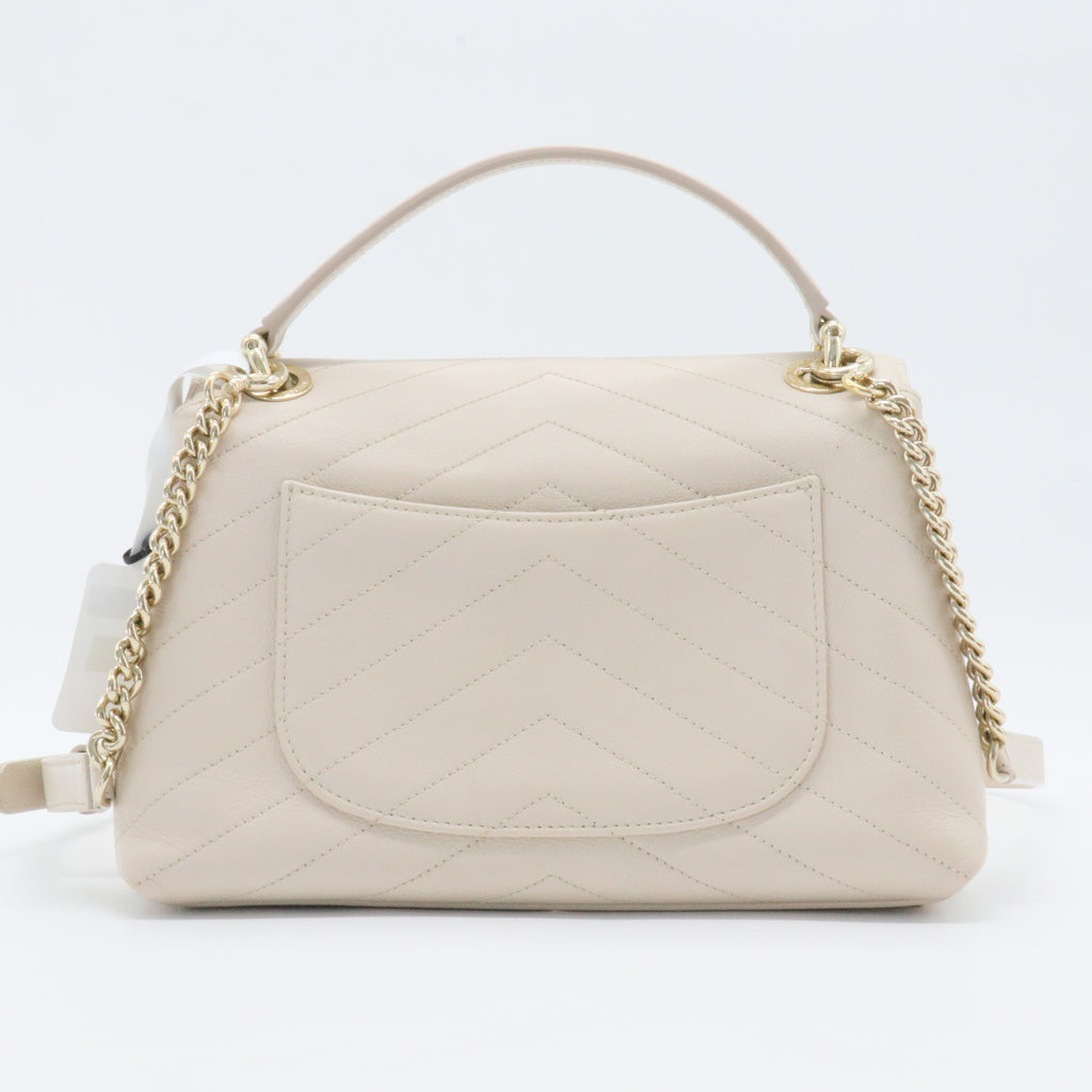 Chevron Chic Top Handle Bag Chevron Calfskin with Elaphe Small