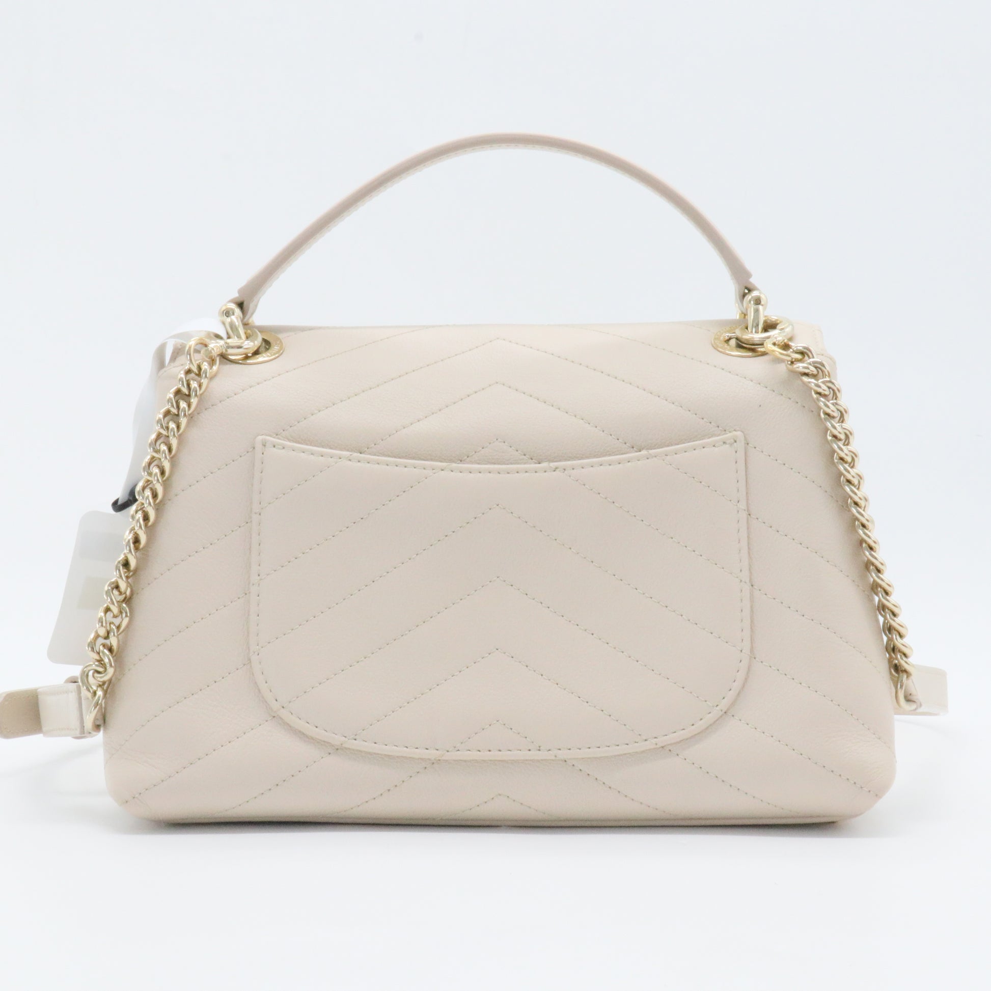 Chevron Chic Top Handle Bag Chevron Calfskin with Elaphe Small