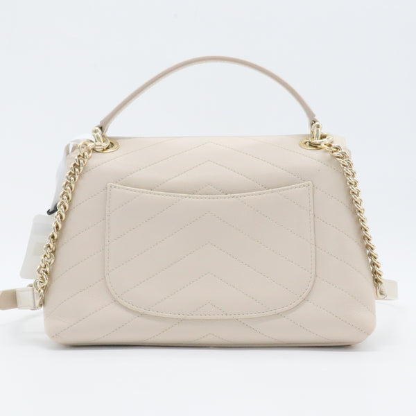 Chevron Chic Top Handle Bag Chevron Calfskin with Elaphe Small