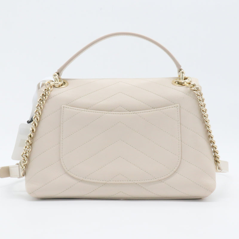 Chevron Chic Top Handle Bag Chevron Calfskin with Elaphe Small