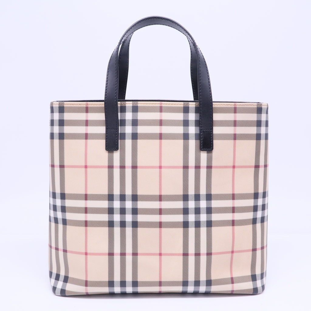 Black Nova Check Coated Canvas Mini Tote Bag B20924