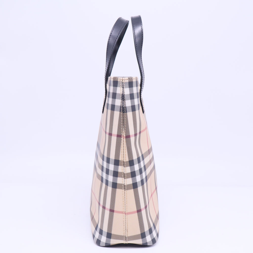 Black Nova Check Coated Canvas Mini Tote Bag B20924