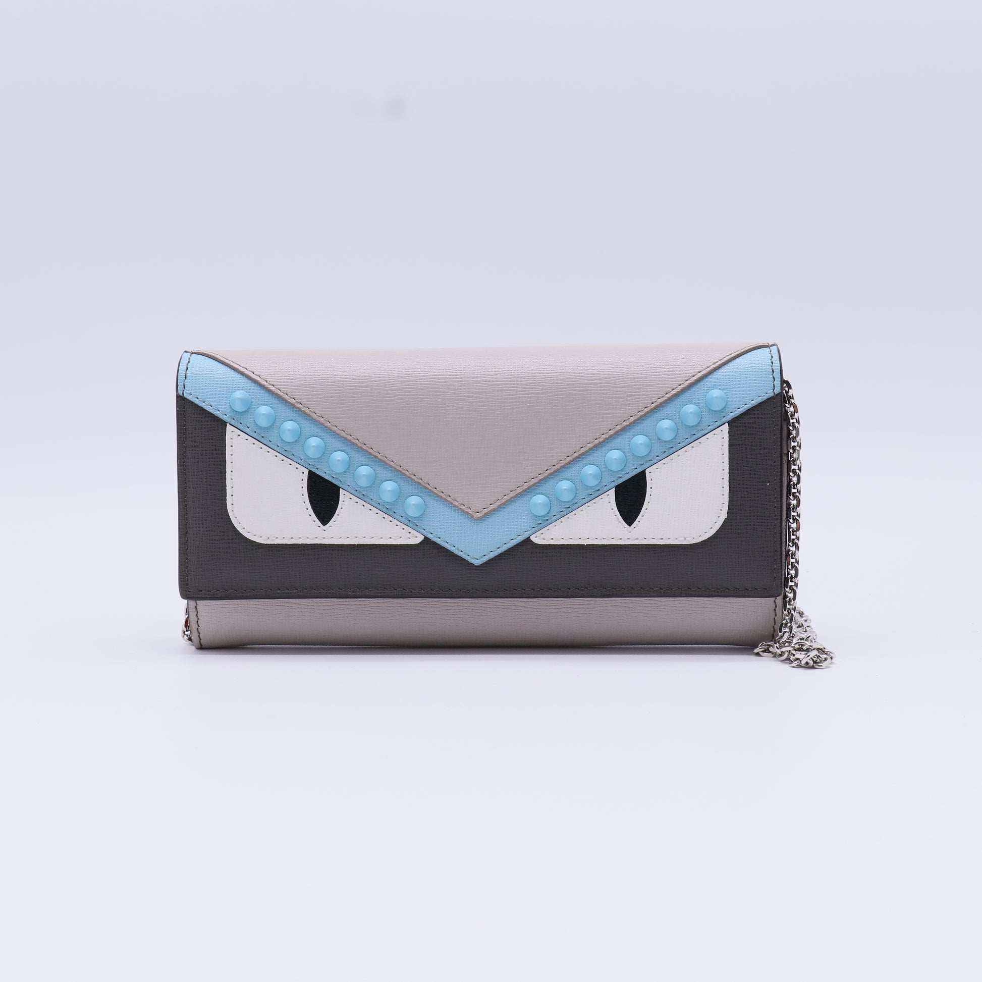 Fendi Vitello Elite Monster Eyes Studded Continental Wallet On Chain W21420