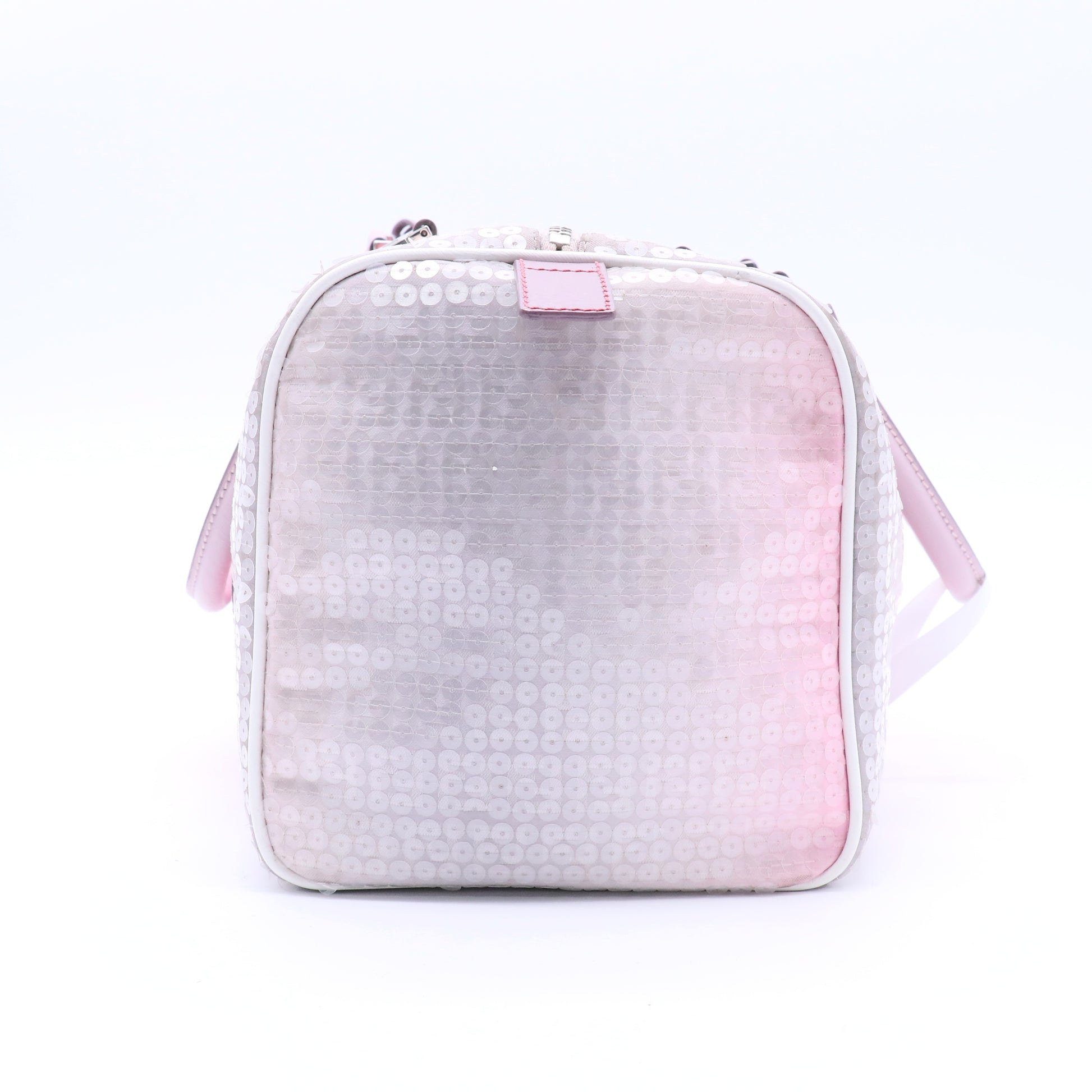 Pink/Grey Zucchino Sequin Canvas and Leather Bauletto Boston Bag twins