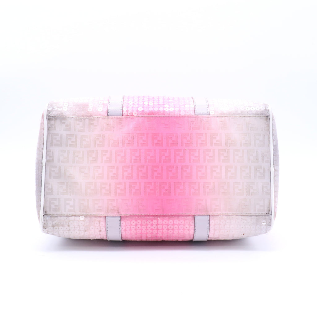 Pink/Grey Zucchino Sequin Canvas and Leather Bauletto Boston Bag twins