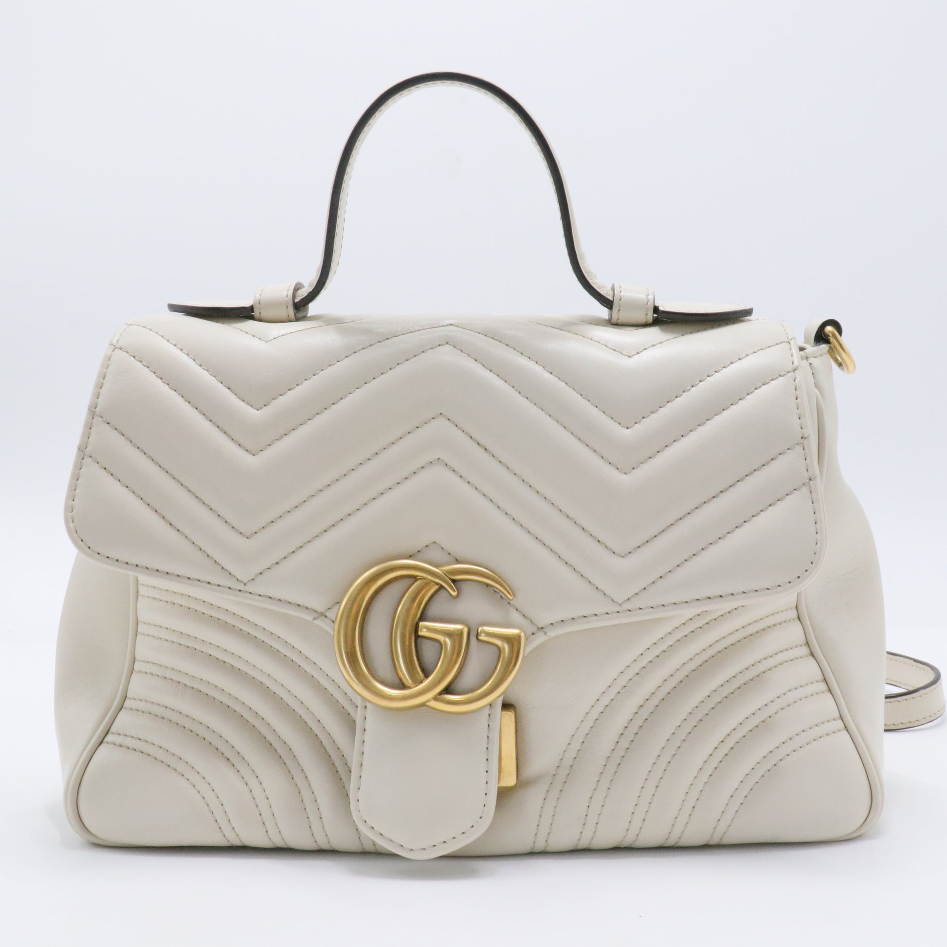 GG Marmont Top Handle Flap Bag Matelasse Leather Small
